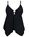 Mycoco Women's Tummy Control Front Tie Swim Top Cross Back Tankini Top Flowy Swimdress Black 22