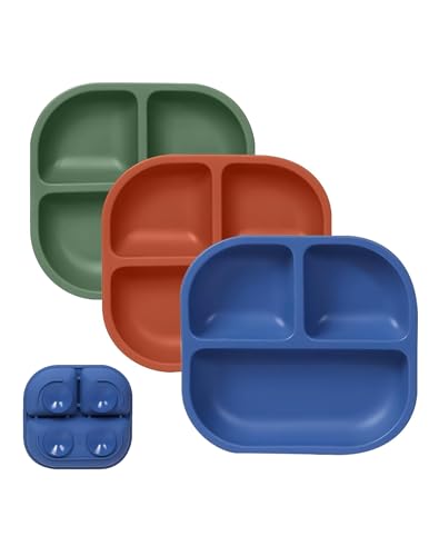Babelio Suction Plates 3-pack — Divided silicone plates for baby-led weaning