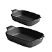 OISIIKITS Juego de utensilios para hornear de cerámica, cazuela para hornear de cerámica, 2 piezas, rectangular, porcelana, para horno, microondas, horno de convección, apto para lavavajillas