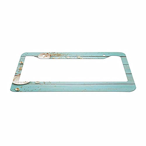 Nicokee Decorative License Plate Frame Sea Shell Beach Summer Starfish Board Car Tag Cover Aluminum Auto License Plate Holder For Men Women #TOP1