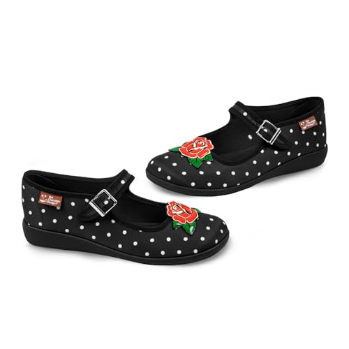 Image of Hot Chocolate Design Women's Mary Jane Flat Shoes - Mary Jane Flat Dress Shoes with Non-Marking Rubber Sole Adjustable Buckle-Strap, Adjustable Buckle-Strap and Cushioned Inner Sole with Arch Support