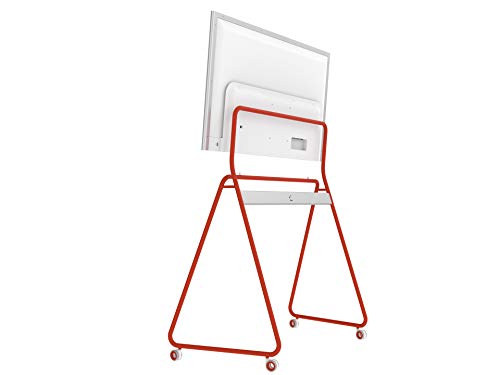 Vibe 55'' Interactive Whiteboard Portable Stand, Four Lockable Wheels, Sleek Design for The Modern Office or Classroom (Red)