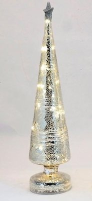 Arbre de Noël en verre argenté de 39 cm pour décoration de table