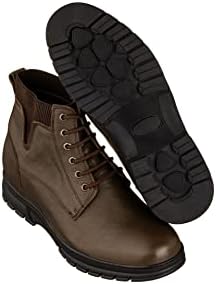 TOTO Men's Invisible Height Increasing Elevator Shoes - Chocolate Brown Pebble Grain Leather Lace-up Work Boots - 2.8 Inches Taller - K84016 - Size 10 D(M) US | Image 4