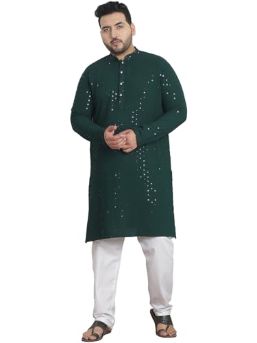 Kurta homme coton blanc avec churidar et broderie sequins chic