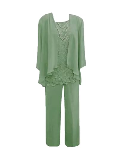 Mother of The Bride Pant Suits for Wedding Chiffon 3 Pieces Formal Pantsuits for Women Evening Party