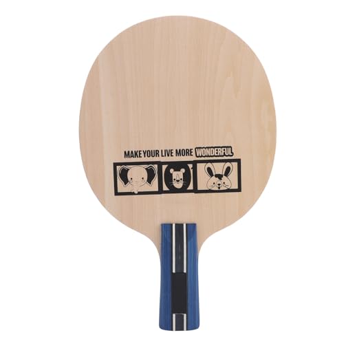 Table Tennis Racket Paddle Professional Training Equipment for Kids Beginners 5 Layer Pure Wood Basswood Baseboard with Animal Patterns Stylish Design (Penhold Short Handle)
