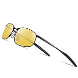 FEIDU Sport Mens Sunglasses HD Lens Metal Frame Driving Shades Night Vision FD 9005 (Yellow/Black, 2.24)