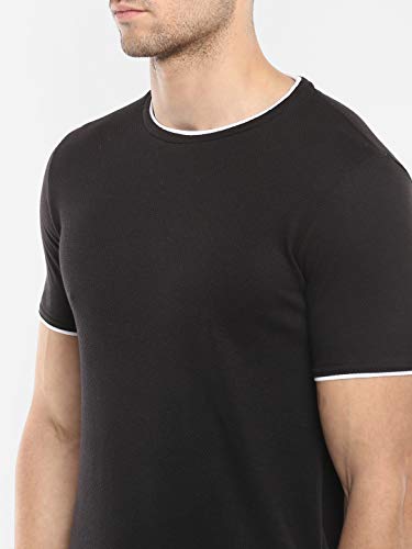 Image of Alan Jones Clothing Men's 100% Cotton Regular Fit Double Collar Round Neck T-Shirt