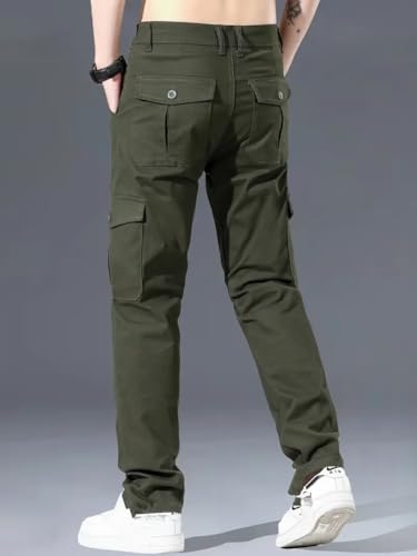 Image of Men's Cotton Cargo Pants Multi-Pocket,Comfortable Work Pants, Durable Trousers & Everyday Wear-CP-036