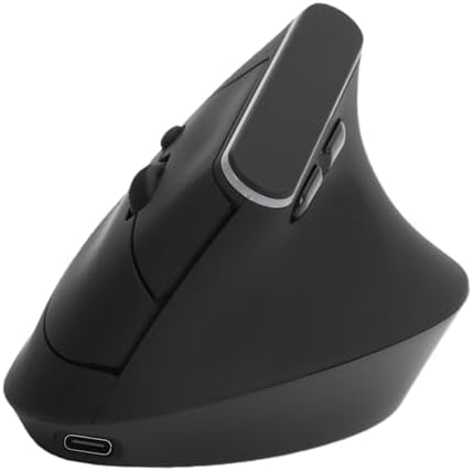 ASHATA 2.4G Wireless Ergonomic Vertical Mouse, RGB Bluetooth Ergonomic Mouse, Rechargeable RGB Light 800 1200 1600 DPI 6 Buttons, for PC Laptop (Black)