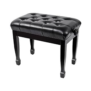 TEmkin Banc de Piano à Levage Automatique, Tabouret de Piano en Cuir de Luxe avec Pieds élégants en Fer à Cheval, 55 x 34 x 47-57 cm, Noir - Les Beatles, Paul McCartney, John Lennon, RIngo Starr, George Harrison