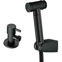Handheld Bidet Sprayer Diaper Shattaf Douche Complete Bidet Set with Hose,BlackBlack with Angle Valve