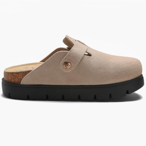 Image of Women's Suede Platform Clogs Chunky Mules Slip On