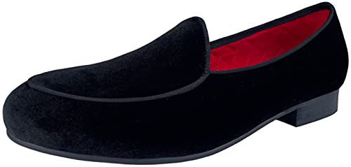 Justar Men's Velvet Belgian Loafers Formal Dress Shoes Slip-On Tuxedo Smoking Slippers Flats
