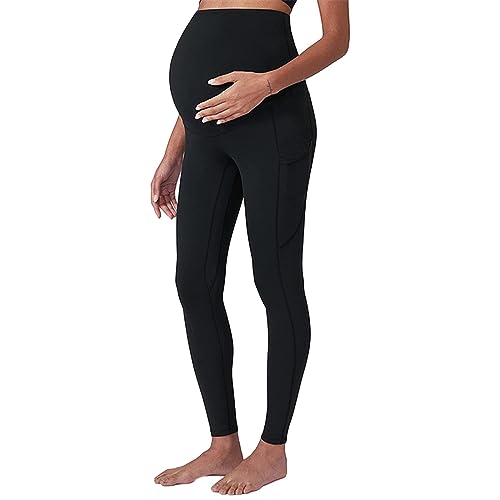 Umstandshose Sommer Lang - Schwarze Stoffhose Damen Elegant Gerade - Umstandshosen Yoga-Fitness-Workout-Hose Activewear-Hosen Trainieren Leggings Lounge Running Trousers Arbeit Sporthose