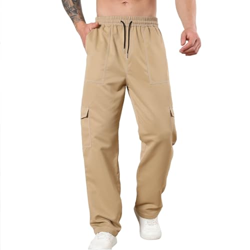 DESKABLY Mens Cargo Pants Relaxed Fit Casual Stretch Work Pant Tappered Workout Athletic Pants Elastic Waist Joggers Pockets