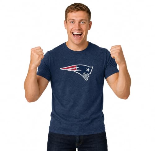 Team Fan Apparel NFL Modern Throwback T-Shirt - Cotton & Polyester Short Sleeve Adult Sports Tee (New England Patriots - Navy, Large)