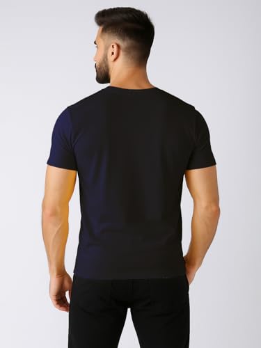 Image of Friskers Men's V-Neck Short Sleeves Cotton T-Shirt - Casual T-Shirt, Regular Fit