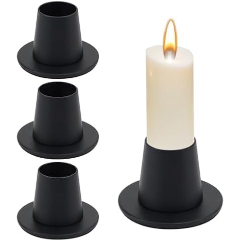 4Pcs Retro Black Iron Candle Holders Set Cover