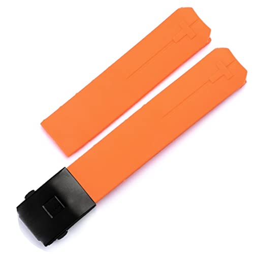 HEPUP Pour Tissot T-TOUCH T013 T047 Bracelet de montre en silicone souple de 20 mm Noir Orange Bracelet de montre étanche de sport T091 T013420A, 20 mm, Agate