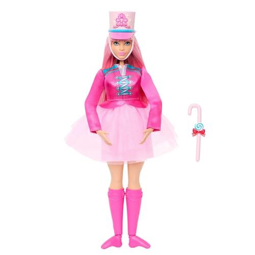 Barbie Muñeca Bailarina Daisy Cascanueces con Vestido Rosa, Sombrero, Tobillos articulados y bastón de Caramelo, JLW52