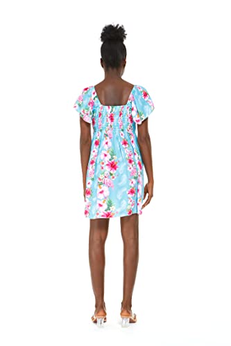 Image of Hawaii Hangover Family Matching Clothes, Pink Hibiscus Vine Turquoise | Family matching Hawaiian outfits, Pink Hibiscus Vine Turquoise, lightweight rayon, machine washable, tropical floral print