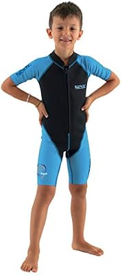 SEAC Dolphin Traje Corto para niños en Neopreno de 1.5 mm y Lycra para Nadar, Jugar en el Agua y Practicar Snorkel, Juventud Unisex niños, Azul/Negro, 5 años