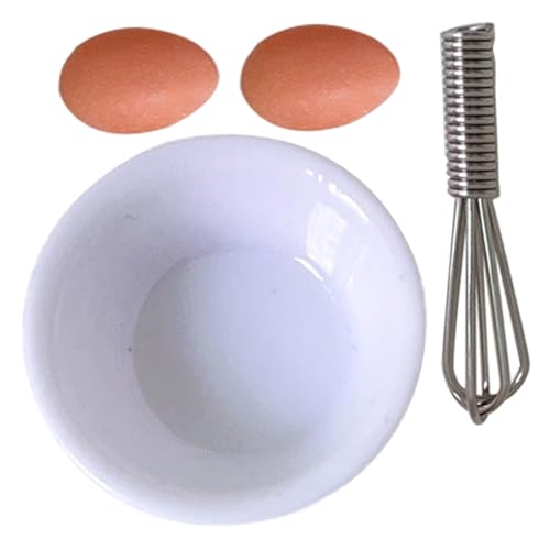 ZUNOXAZ 1 Ensemble Mini Batteur à Oeufs Miniature et Oeufs Accessoires de Cuisine et Décoration pour Maison de Poupées