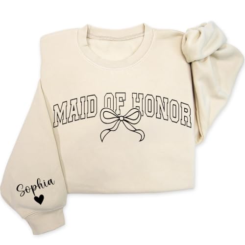 Custom Maid of Honor Sweatshirt, Matron of Honor Crewneck, Bridesmaid Hoodie, Bridal Party Sweater, Gifts for Bride