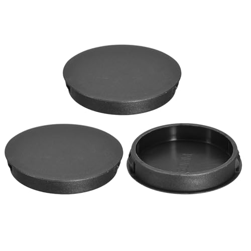 Image of uxcell 3Pcs 60mm(2-3 /8 inch) Nylon Hole Plugs, Flush Type Panel Round Snap in Fastener Knockout Locking Plugs for Furniture Insert End Caps Panels, Black