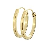 NKlaus Paar 585 Gold gelbgold Creolen Ohrringe Ohrschmuck Quadratisch 14mm Stärke 1,5mm 2574