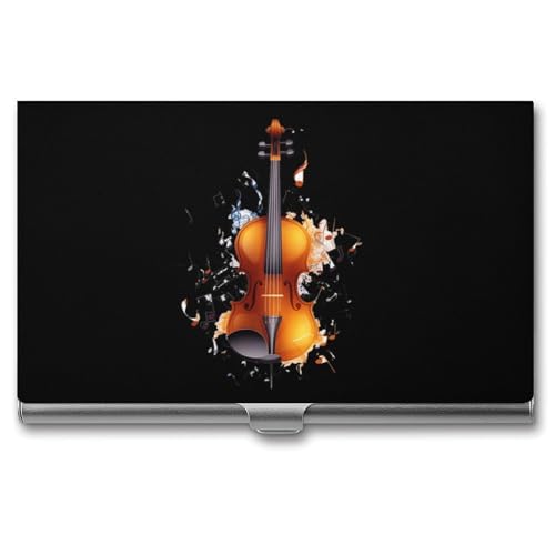 Violin Music Note Business Card Holder Alloy Multi Wallet Credit Card ID Pocket Name Case