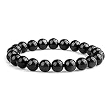 Crystal Vibe 8mm Black Obsidian Bracelet - Elastic Adjustable Crystal Bracelet for Spiritual Healing