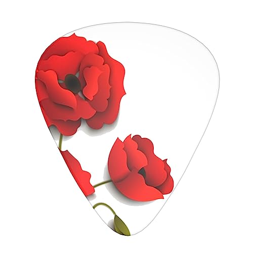 Lot de 12 médiators tendance et durables en forme de coquelicot pour guitare électrique et basse - Les Beatles, Paul McCartney, John Lennon, RIngo Starr, George Harrison Lot de 12 médiators tendance et durables en forme de coquelicot pour guitare électrique et basse