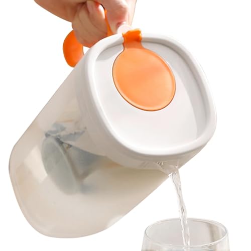 Jarra con Tapa - Jarra con Asa Cómoda y Resistente al Calor | Transparente Para Jugo, Agua Y,para Encimera de Cocina Restaurante Apartamento Bebidas Calientes Frías Café Té Leche