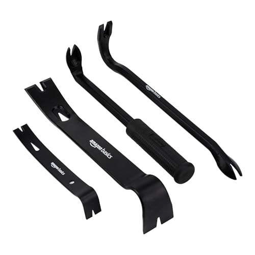 Amazon Basics Kit 4 unité, lot de 1 avec pied-de-biche et arrache-clous, Noir