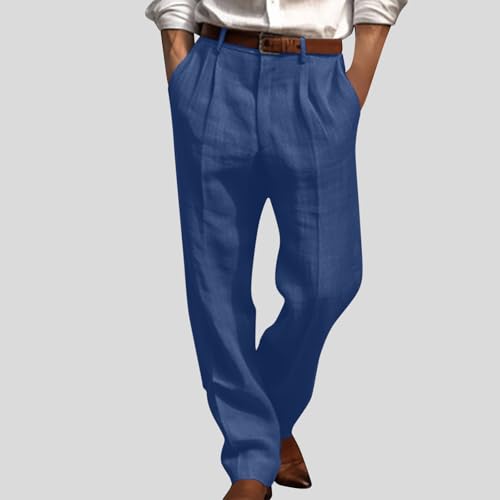 Men's Pants Solid Color Casual Business Office Work Dress Pant Fashion Pleated Loose Straight Leg Trousers2