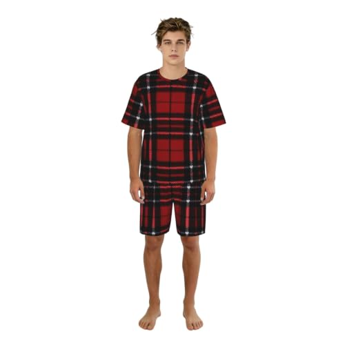 Pyjama court écossais pour homme en tissu extensible premium et finitions douces