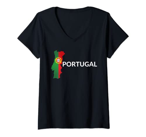 Mujer Bandera de Portugal Souvenir Senderismo Vacaciones 2022 Camiseta Cuello V