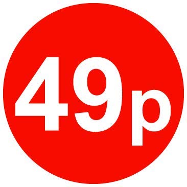 30mm Price Stickers Pack of 500 - Red - 49p — image 1