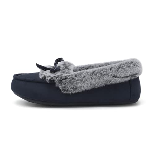 Dream Pairs Women's Sdsl222W-New Blue Slip On Faux Fur Lining Mocassins House Slippers For Indoor And Outdoor Size 8 M Us #TOP1