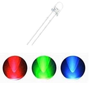 DEPOKE Multi Color Flickering/Flashing 5mm RGB 2 Pin Bright LED - Light Emitting Diode - Clear LED of Colors Red, Green and Blue Flashing (20 Pcs)