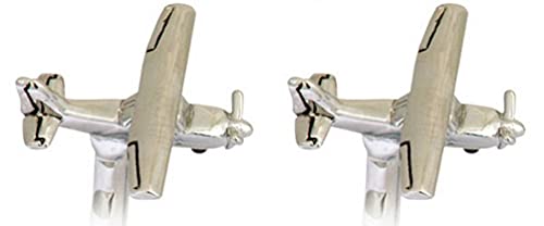 David Van Hagen Mens Cessna 172 Aircraft Cufflinks - Silver