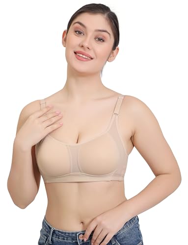 Image of GLAMORAS Nylon Blend Full Coverage Minimizer Everyday Bra for Women | Seamless, Wirefree, Padded Everyday Bra with Soft Cups | Size: 34-42, B Cup