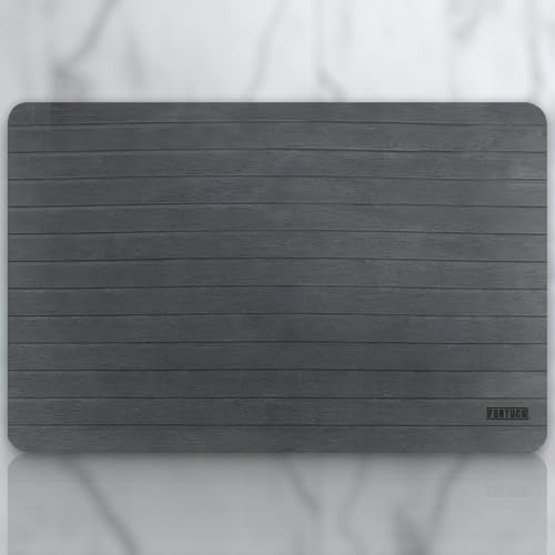 Fortuco® Premium Stone Bath Mat | Ultra-Absorbent Diatomite Stone Shower Mat | Quick-Drying, Non-Slip Bathroom Mat | Diatomaceous Earth Drying Mat | 60x39 cm | Rakes on Horizon