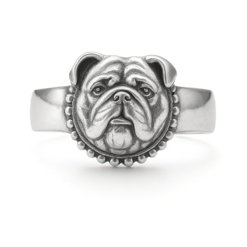 Bague réglable en argent cadeau idéal pour fan de Bouledogue