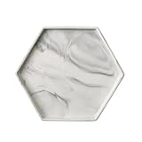  BURLOE Tablet De Bijoux En Céramique En Marbre, Plateau De Service Rectangle Runde Hexagone Plats En Céramique Plateau Décoratif Bijoux Comprimé Optique Servante Assiette,Hexagon gray,10.5 inches
