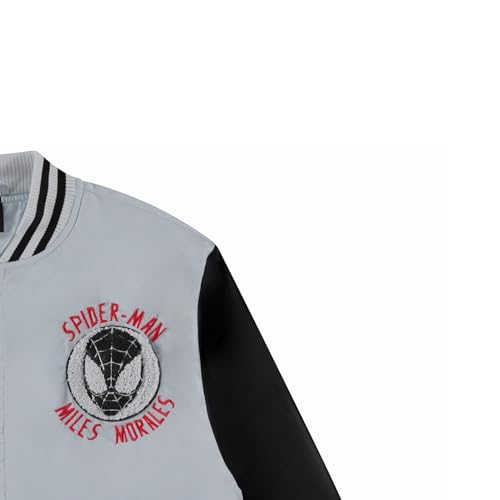Marvel Spiderman Miles Morales Varsity Bomber Jacket for Boys - Toddler & Kids Bomber Jacket - Retro Zip-Up Varsity Jackets4