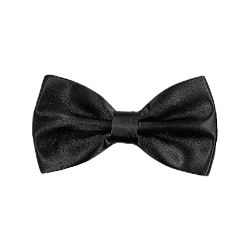 HANERDUN Gravata clássica pré-amarrada gravata borboleta ajustável formas de jardinagem de smoking sólido e homens gravata adultos e crianças para festa de casamento, 1 peça - preto